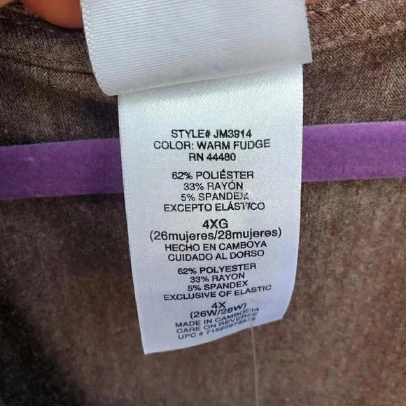 Just My Size Shaped Fit Midi Dress Women's Size 4x Brown Floral 3/4 Sleeve NWT - Picture 3 of 8